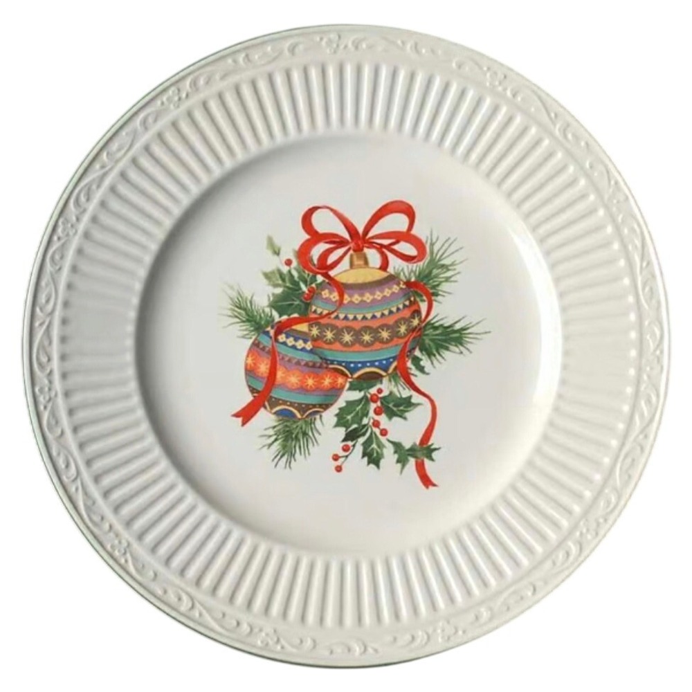 Mikasa Accent Salad Plate Italian Holiday Ornaments Christmas Stoneware Ceramic
